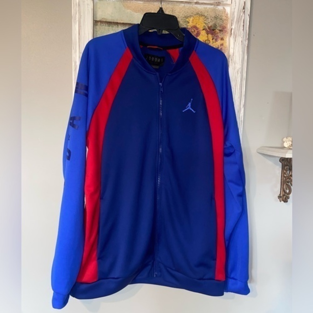Jordan Track Jacket Mens Large Full Zip Long Sleeve Blue Red Jumpman Nike Air